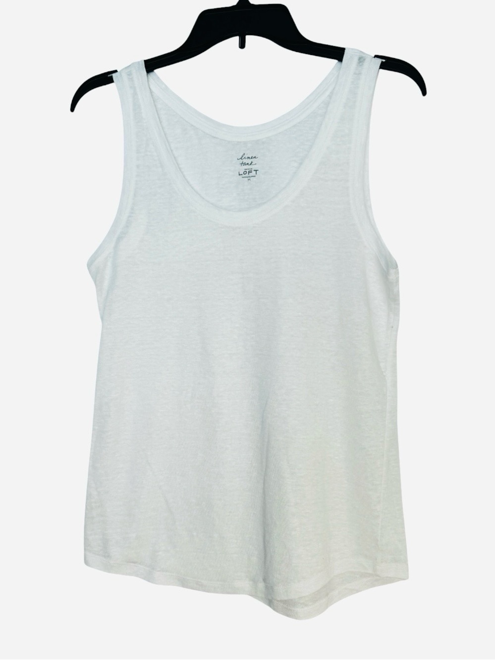 LOFT White Scoop Neck Linen Tank Medium